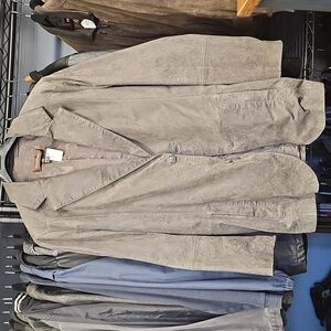 Mens olive green nubuck leather jacket